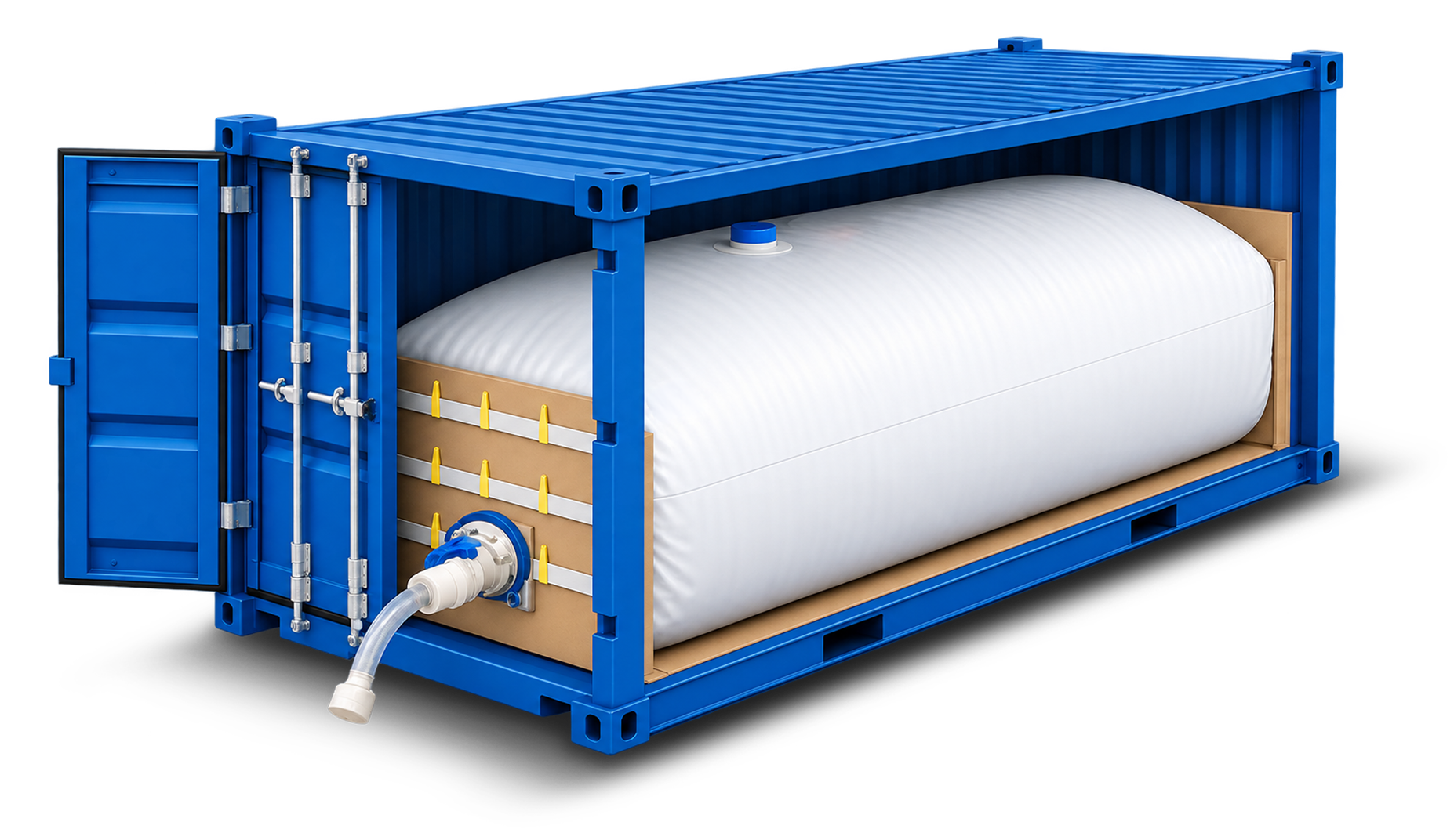 Potongan kontainer memperlihatkan bagian-bagian flexitank